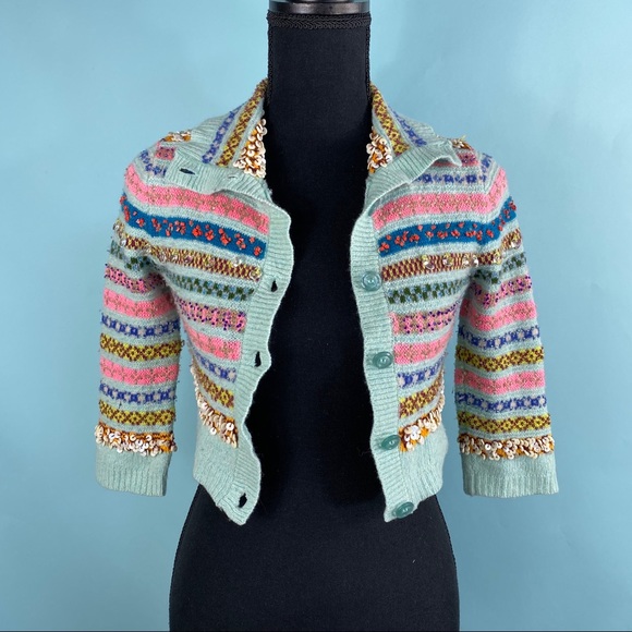 Free People Sweaters - Free People Cropped Beaded Cardigan Sweater XS